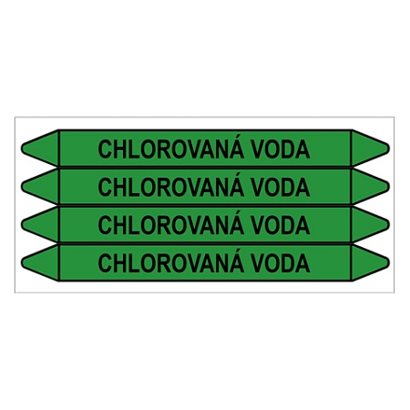 Značení potrubí, chlorovaná voda,4 ks, 250 × 26 mm